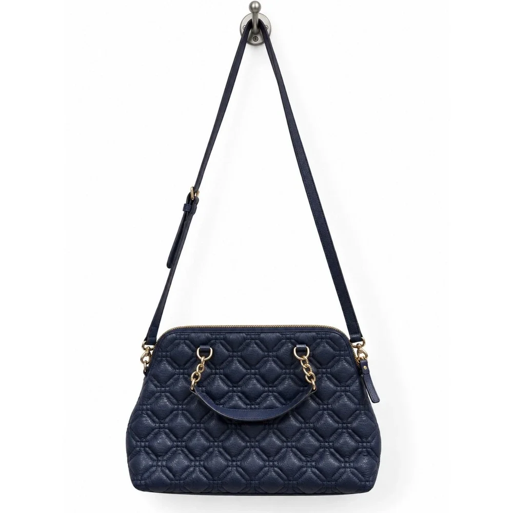 Kate Spade Emerson Place Phoebe Navy Quilted Leather Satchel Crossbody Bag